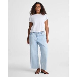 Madewell Jeans Curvy Low Slung Baggy Crop Women 24 Light Wash Raw Hem Button Fly